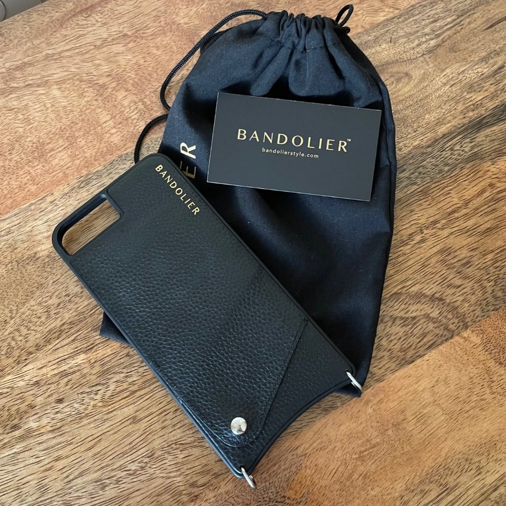 Bandolier Emma Black Pebble Leather iPhone 8 Plus Crossbody